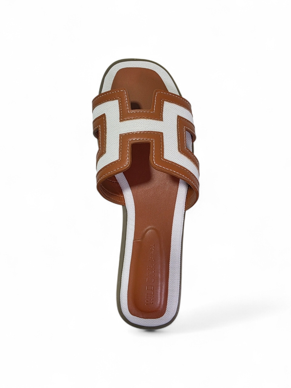 Women’s Slide Sandal in Brown and White